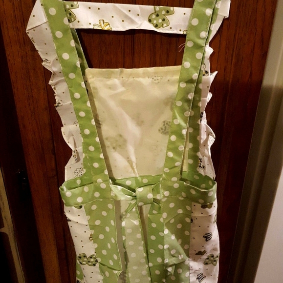 NWT full length dot&bow pattern pinafore bib apron - Picture 5 of 5